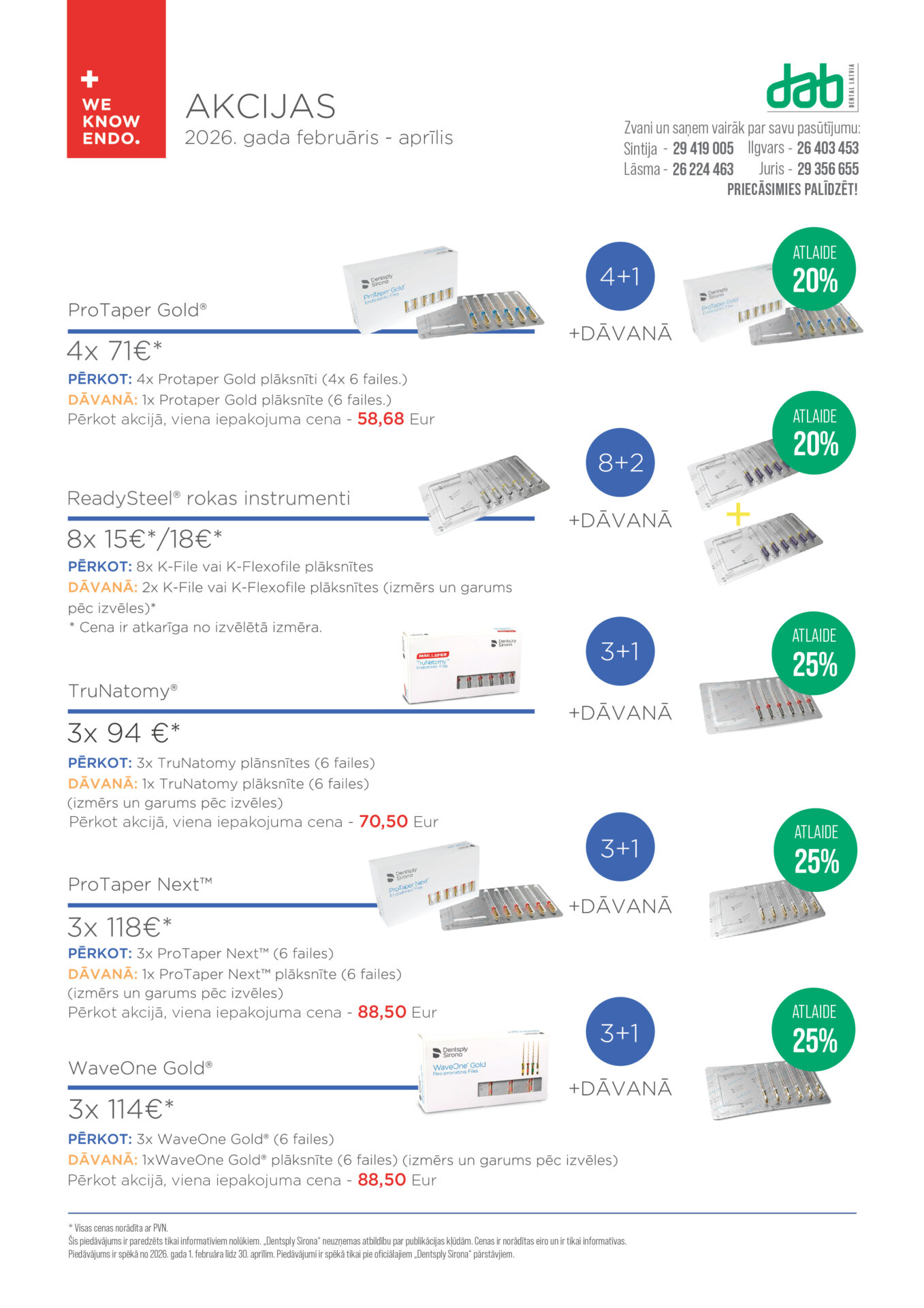 Dentsply endo / resto akciju piedāvājumi 4 2026 02 DentsplySirona akcijas feb apr 04 1